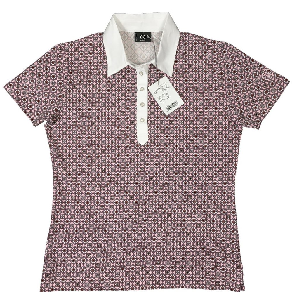 NEW Bogner Lora Womens Polo Shirt! Pink Design With White Collar & "B" on Sleeve